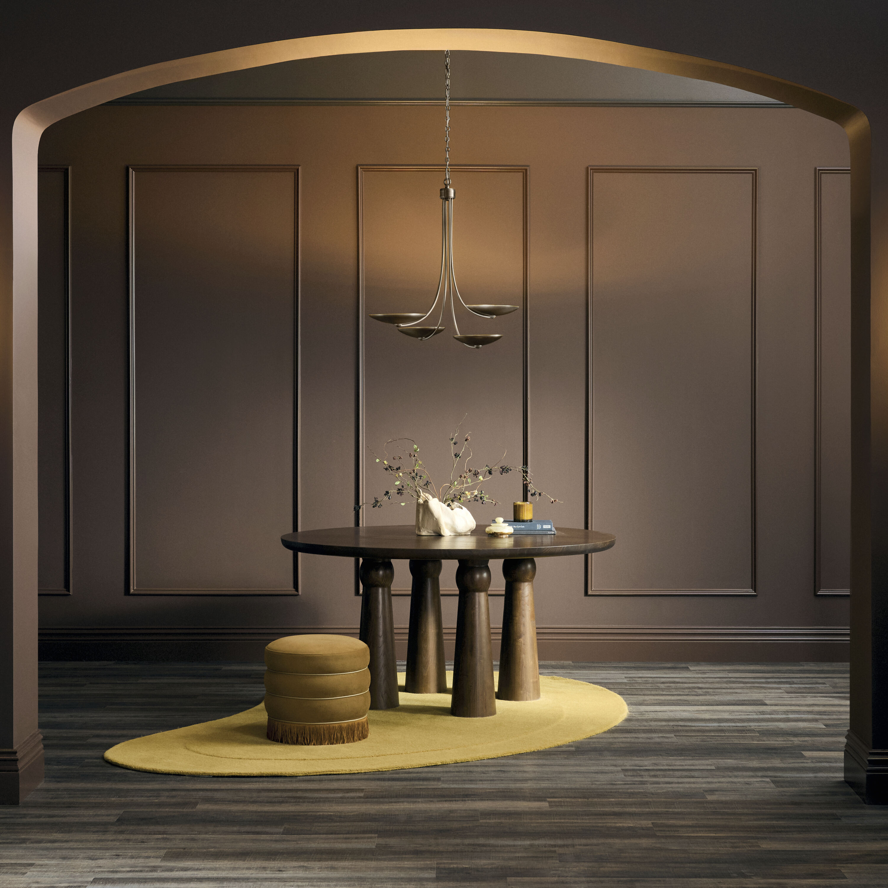 Palmela 4 Light Lacquered Bronze Chandelier Ceiling Light